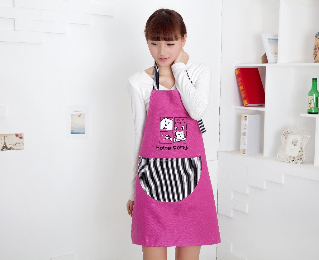 保育士 エプロン 仲良し猫ちゃんキャラクター四コマ漫画プリントエプロン