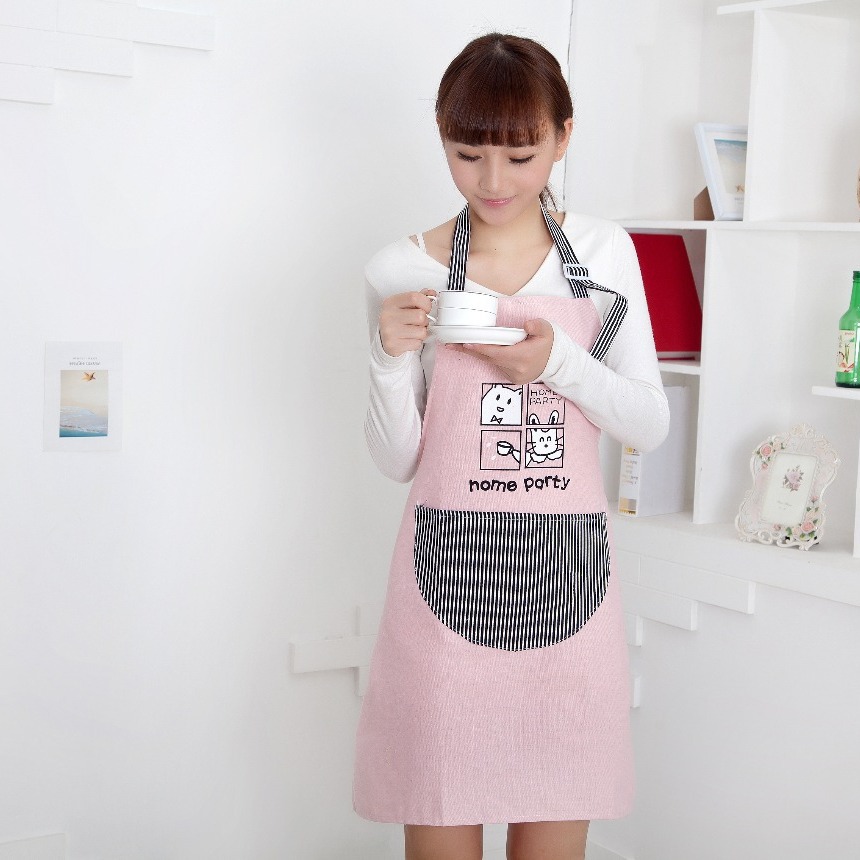 保育士 エプロン 仲良し猫ちゃんキャラクター四コマ漫画プリントエプロン