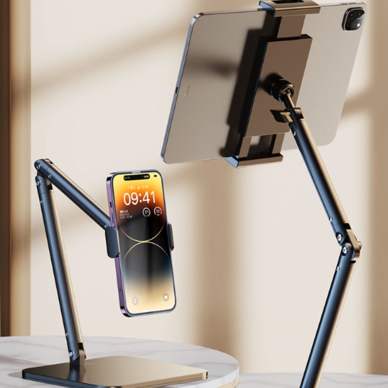 モニターアーム 多機能デュアルスクリーンスマホ・タブレット用置き型アーム