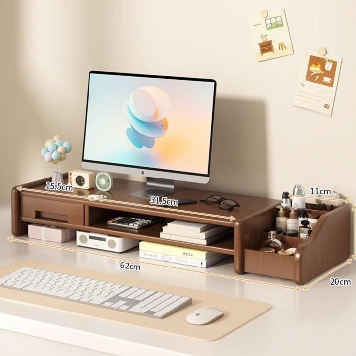 モニターアーム 木製モニター台収納ラック
