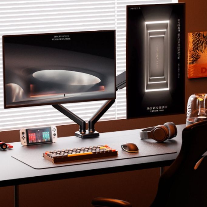 モニターアーム 高低昇降対応卓上固定式二画面支持台