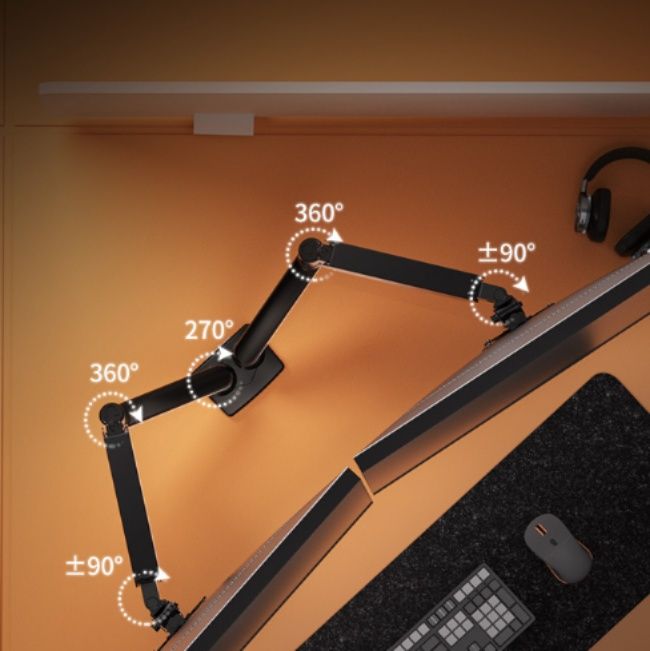 モニターアーム 高低昇降対応卓上固定式二画面支持台