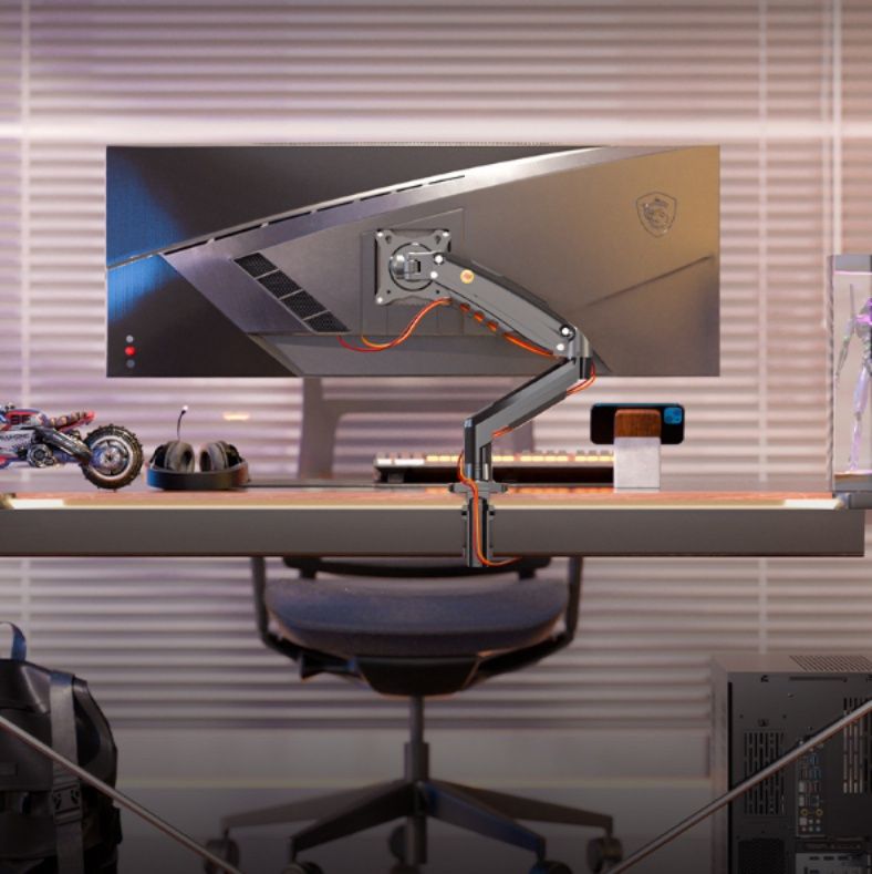 多機能調整式モニターアーム付きワークデスク