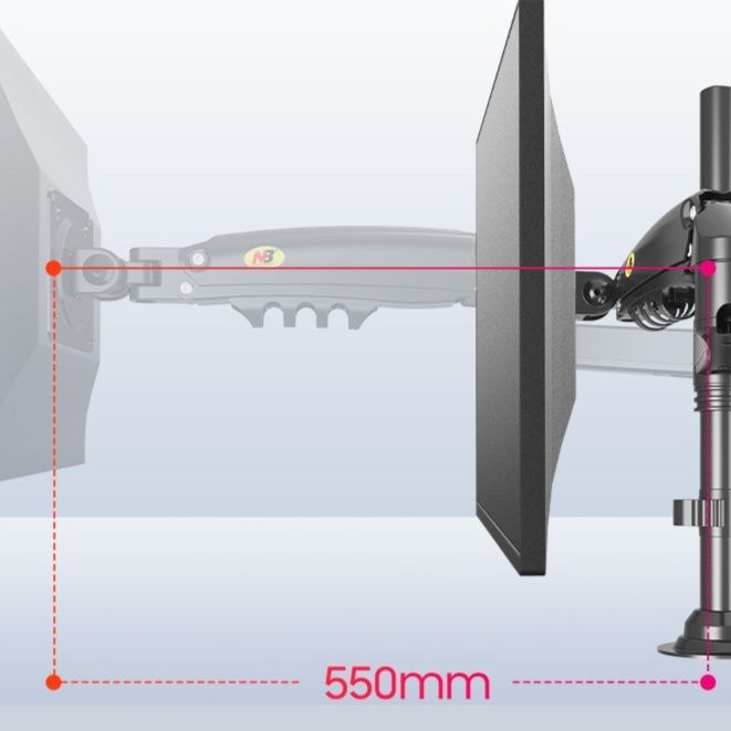 モニターアーム 二画面対応可動式縦横回転モニターアーム