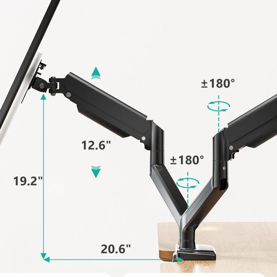 モニターアーム 二画面対応多関節式高さ調整モニターアーム