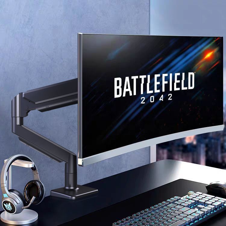 モニターアームデスク 五軸可動式ガス圧昇降モニターアーム