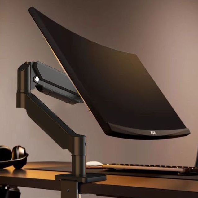 モニターアームデスク 一本指で操作多関節式モニターアーム