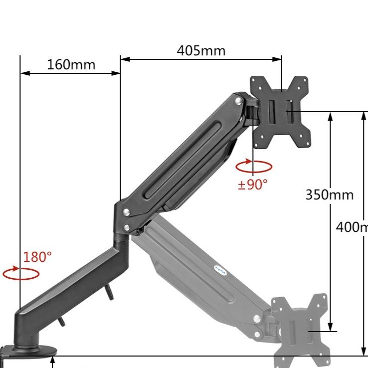 多関節式昇降機能付きデスク用モニターアーム
