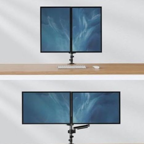  32型対応ガススプリング式縦横回転2画面モニターアーム