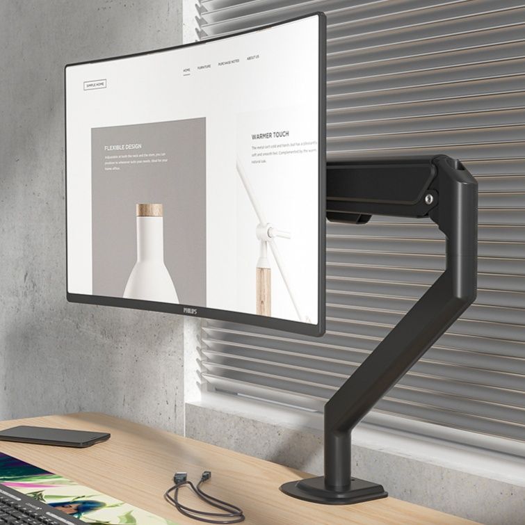 昇降式置き型シングルモニターアームデスク