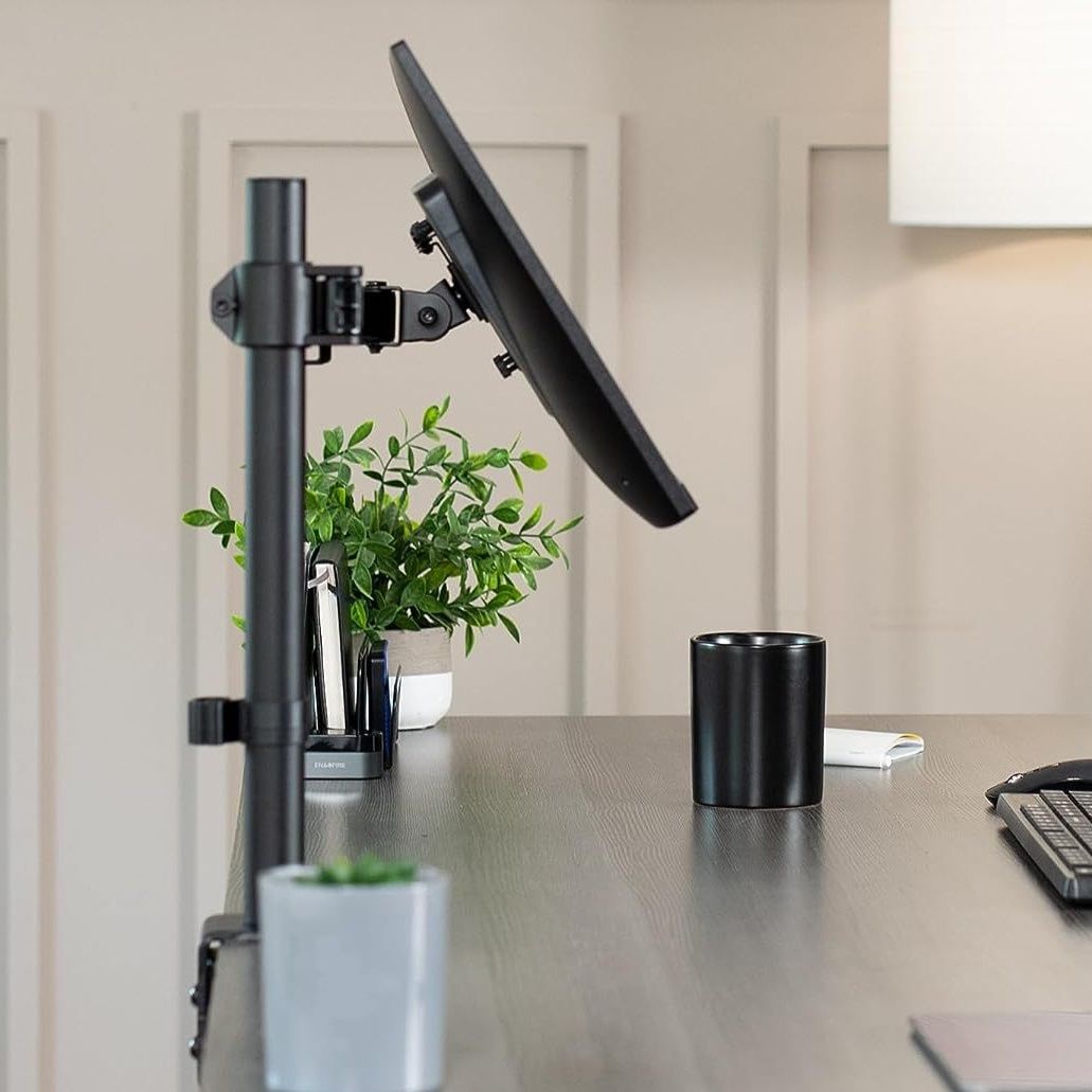 シングルアーム昇降機能付きデスク固定型シングルモニターアーム