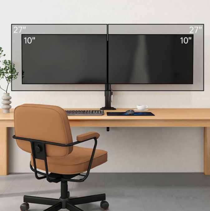 上下左右自在調整式デスク取付型2画面モニターアーム