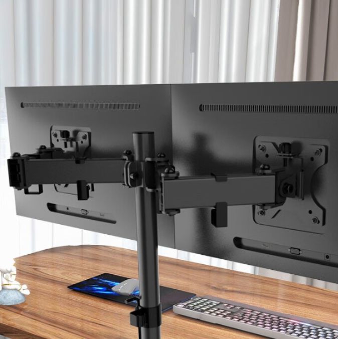 上下左右自在調整式デスク取付型2画面モニターアーム
