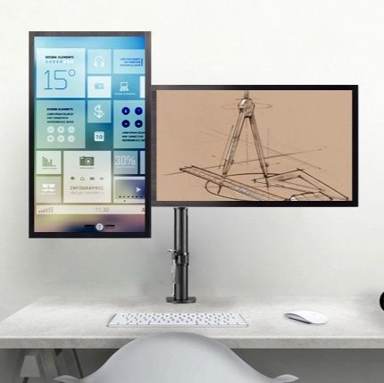 水平配置型2画面固定式支持モニターアーム 