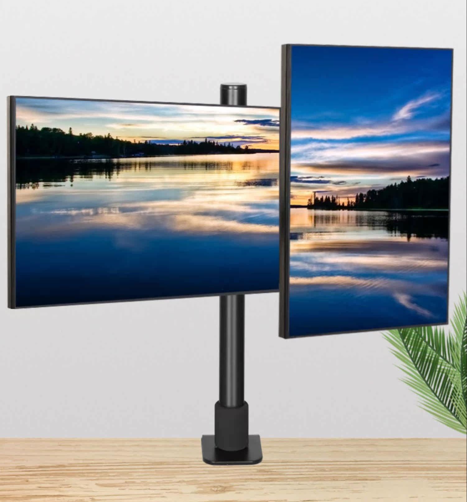 モニターアーム 自由回転式縦置き対応二画面用支持台