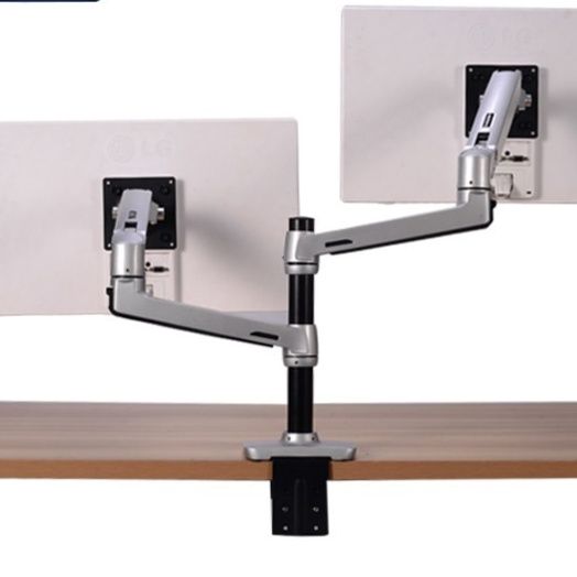 モニターアーム 左右独立可動式デュアル液晶画面用支持金具