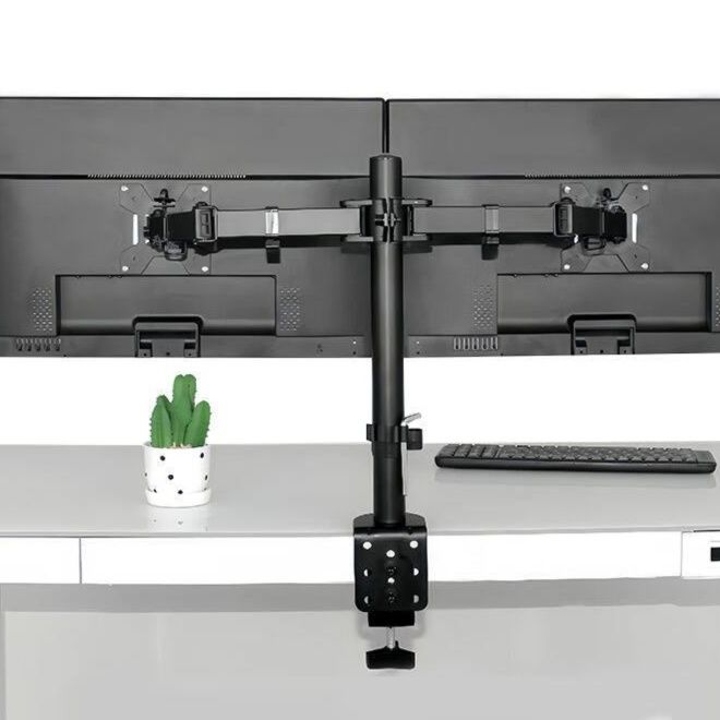 モニターアーム 縦横自在デュアルディスプレイ用支柱式台座