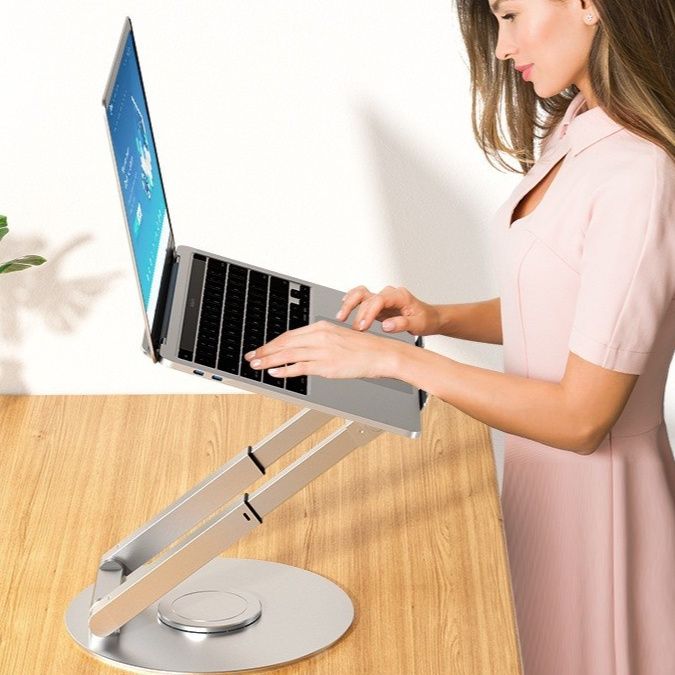 モニターアーム 回転式昇降スタンド付きノートPC台座