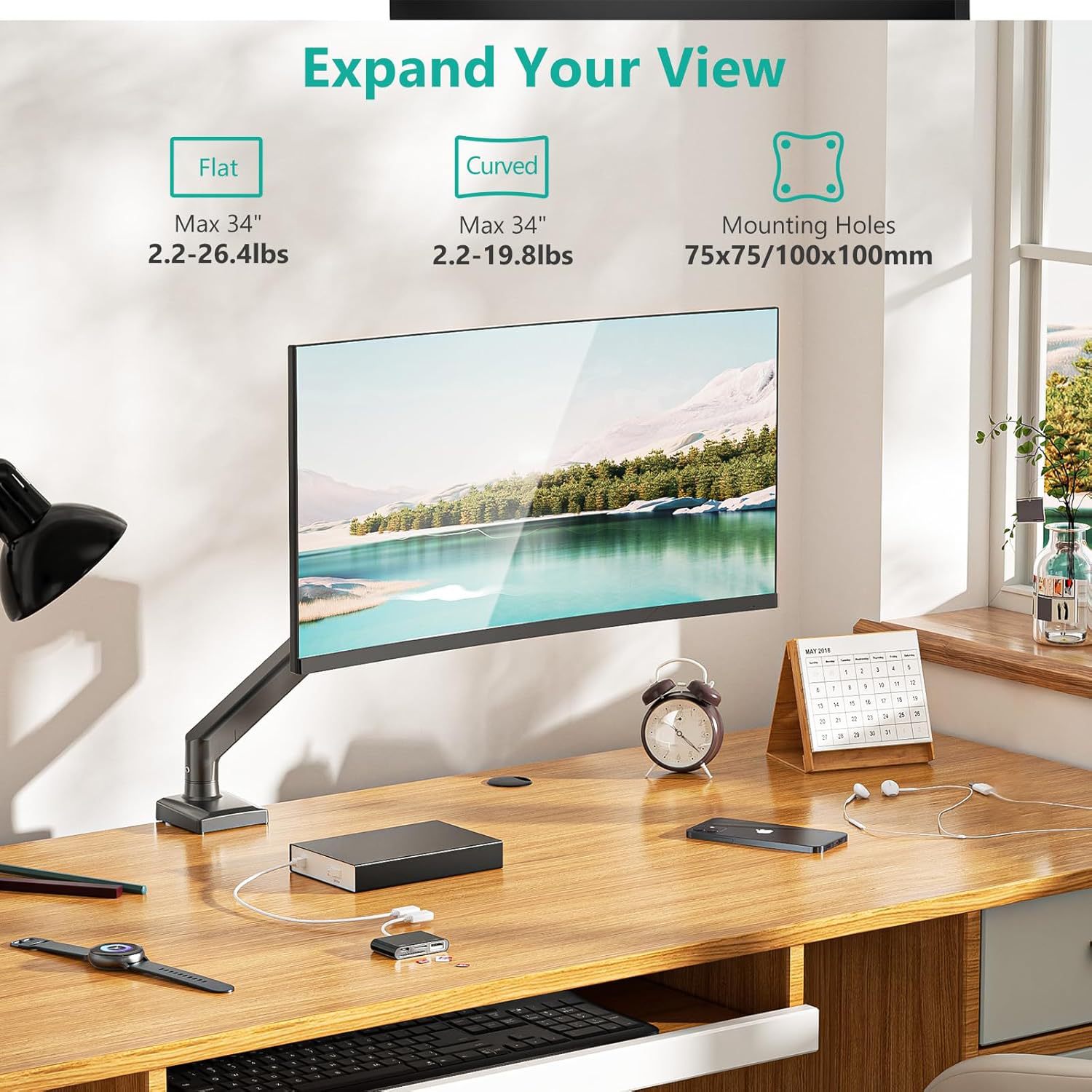 デスク 単画面対応ガス圧式昇降モニターアーム