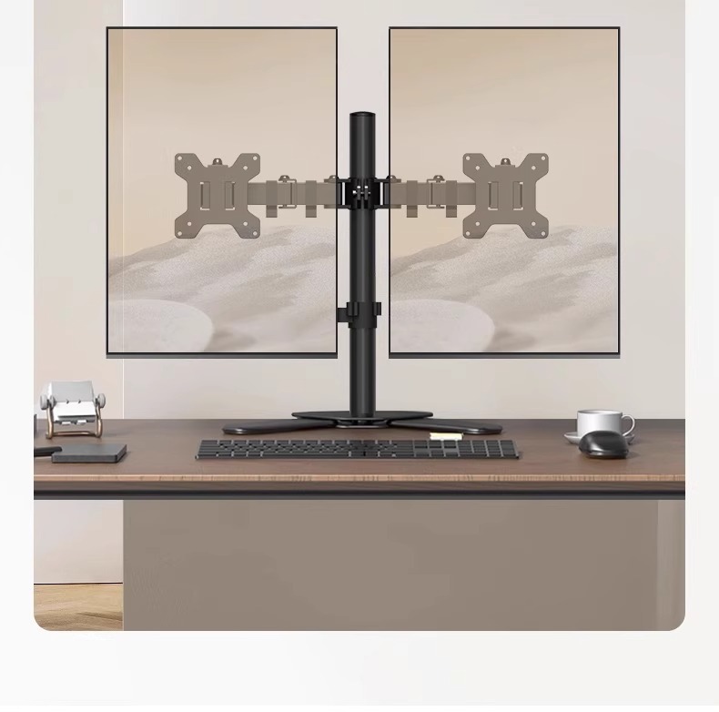 モニターアームデスク 二画面対応自立式モニターアーム台座付き