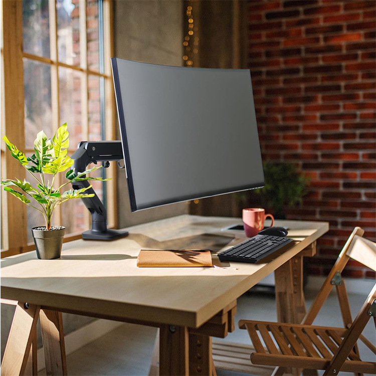 モニターアーム 多関節式単腕型モニター支持台付作業用机