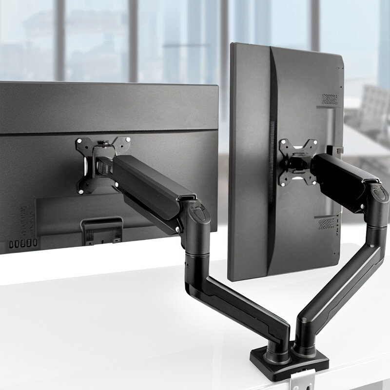 モニターアーム 昇降式ガススプリング機構搭載二画面対応液晶台