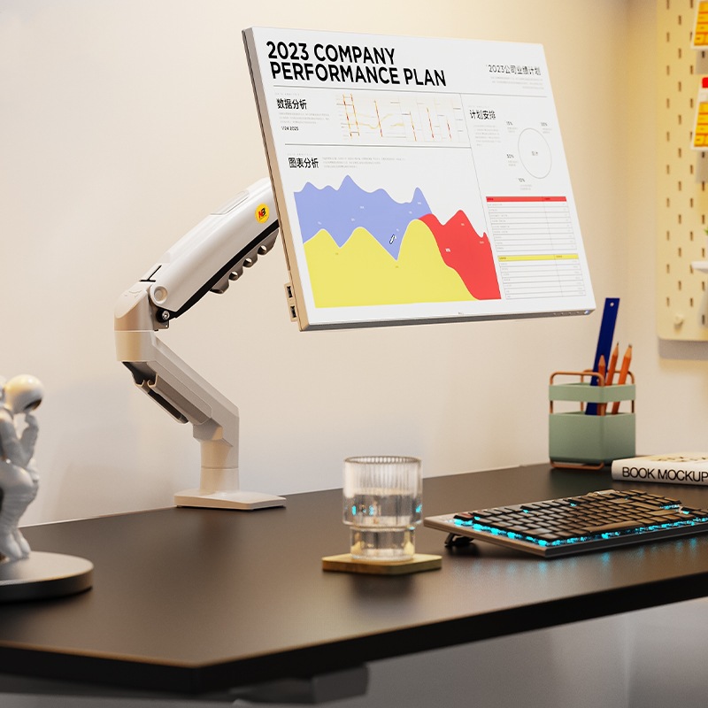 多機能調整式モニターアーム付きワークデスク