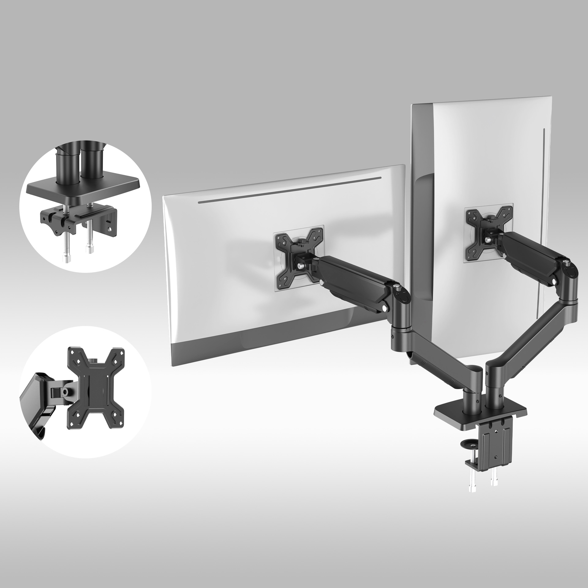 モニターアームデスク 人体工学デュアル画面対応360度回転式モニターアーム