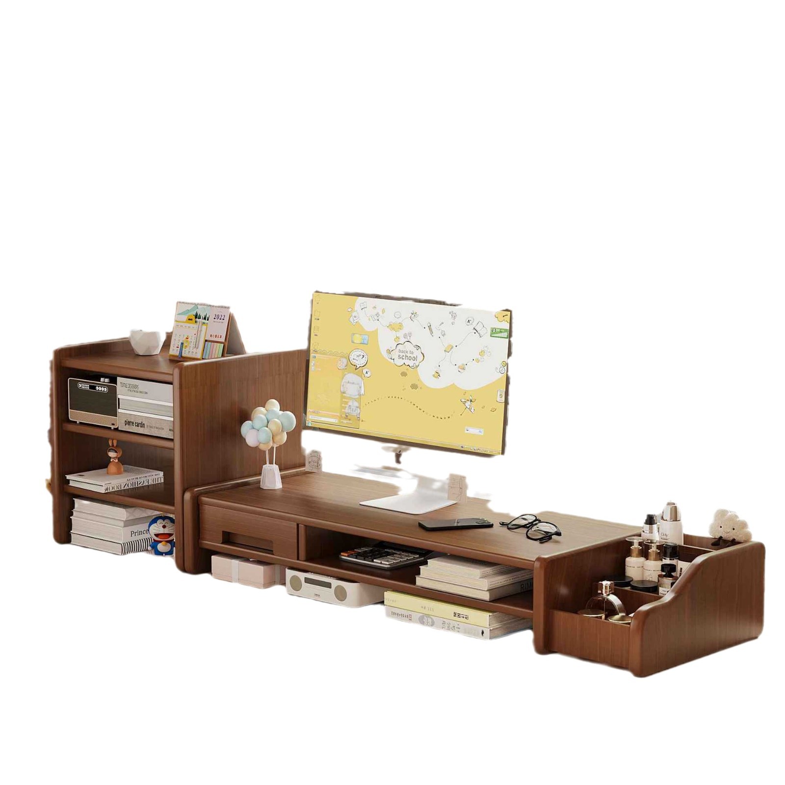 モニターアーム 木製モニターラック収納台