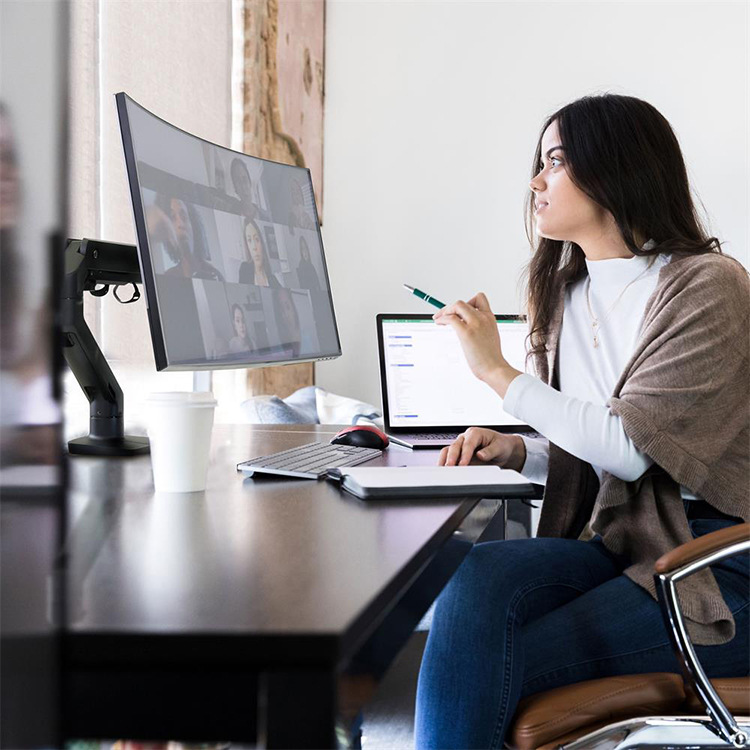 モニターアーム 多関節式単腕型モニター支持台付作業用机