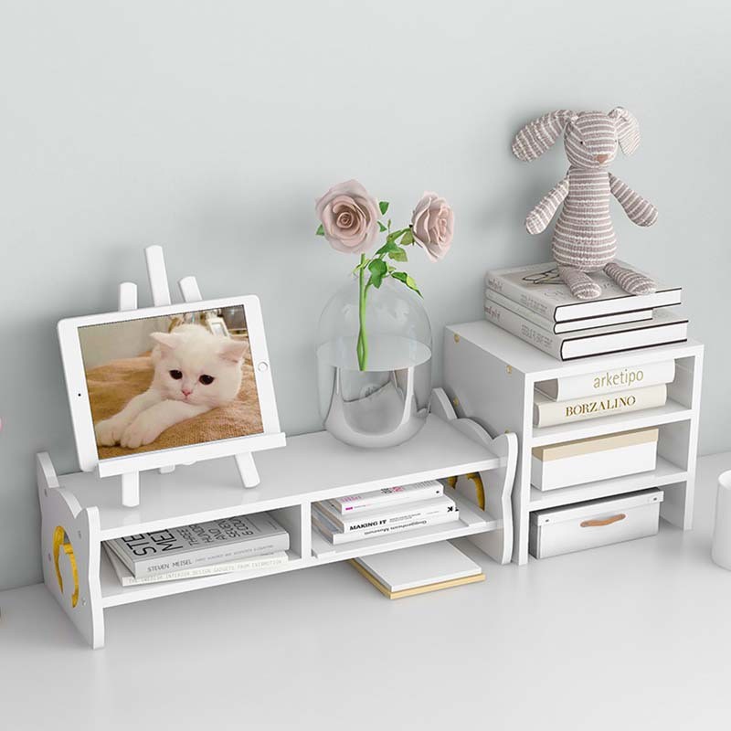 モニターアーム 猫モチーフ収納付きモニター台
