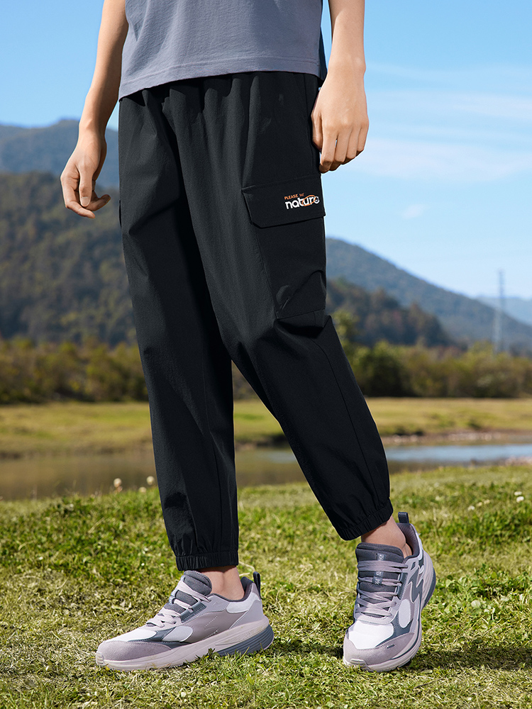 スポーツパンツ アウトドア風ポケット付きロングパンツ