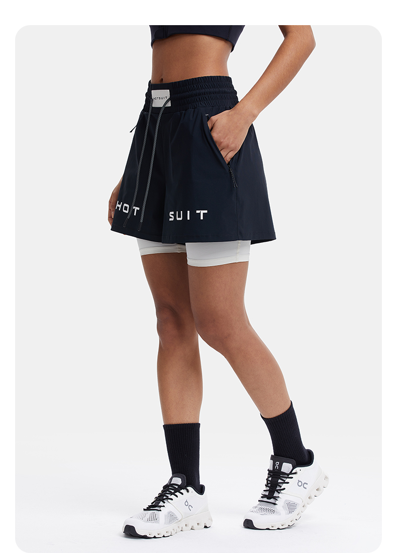 スポーツパンツ 重ね着風二層式アクティブショート