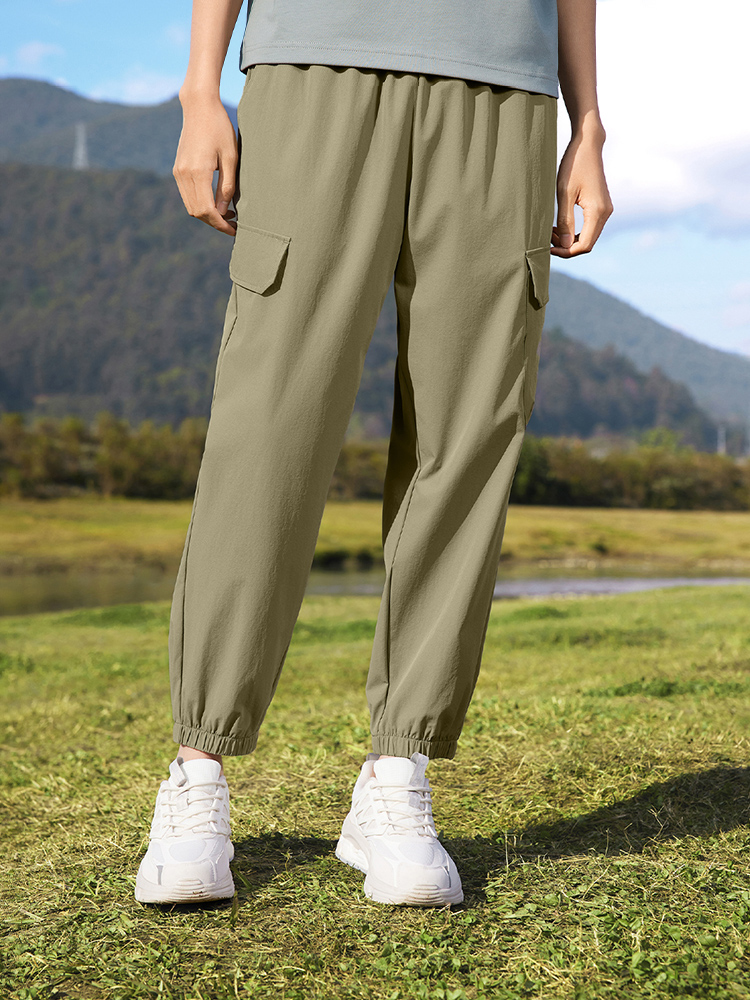 スポーツパンツ アウトドア風ポケット付きロングパンツ