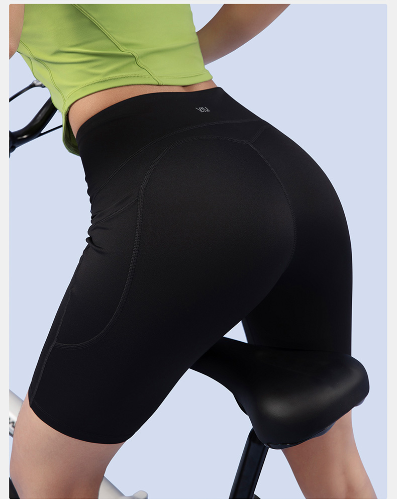 スポーツパンツ 高腰設計サイドポケット付きフィットネスショート
