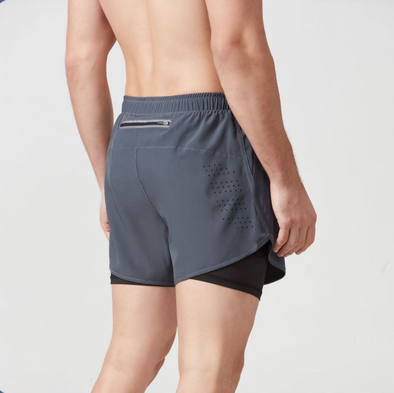 スポーツパンツ ポケット付き二重構造ランニングショート