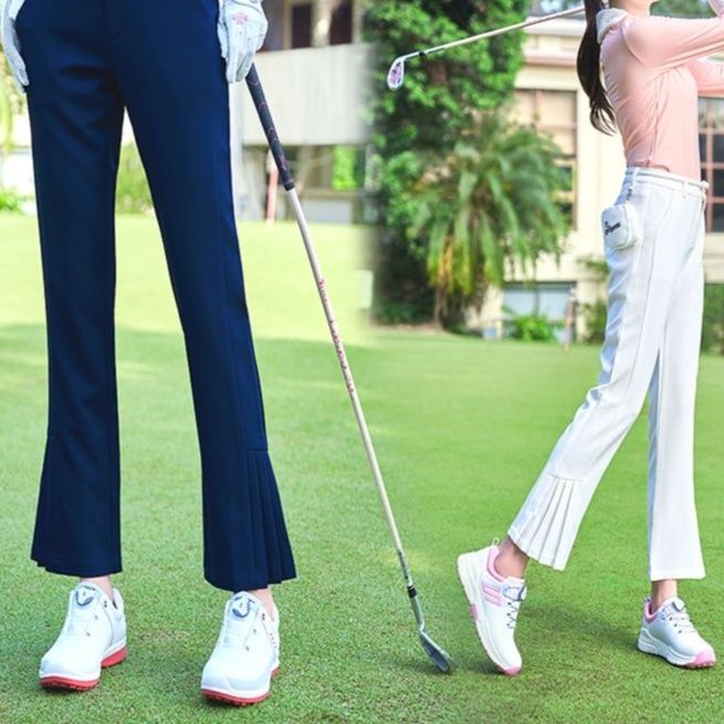 スポーツパンツ 裾プリーツデザイン機能性運動長ズボン