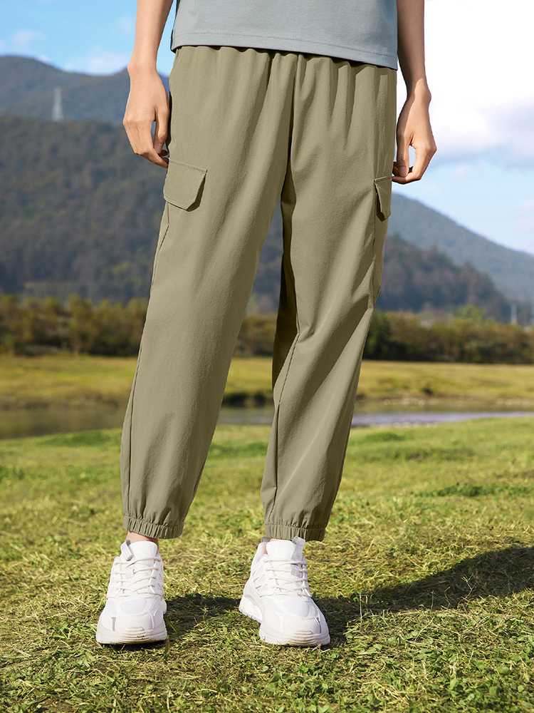 スポーツパンツ アウトドア風ポケット付きロングパンツ