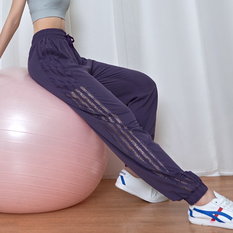 スポーツパンツ サイドライン透かし柄ジョガースポーツパンツ