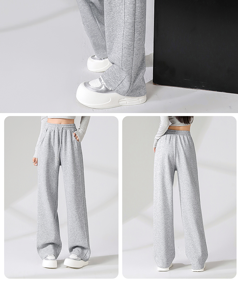 スポーツパンツ 高腰ワイドシルエットロングパンツ