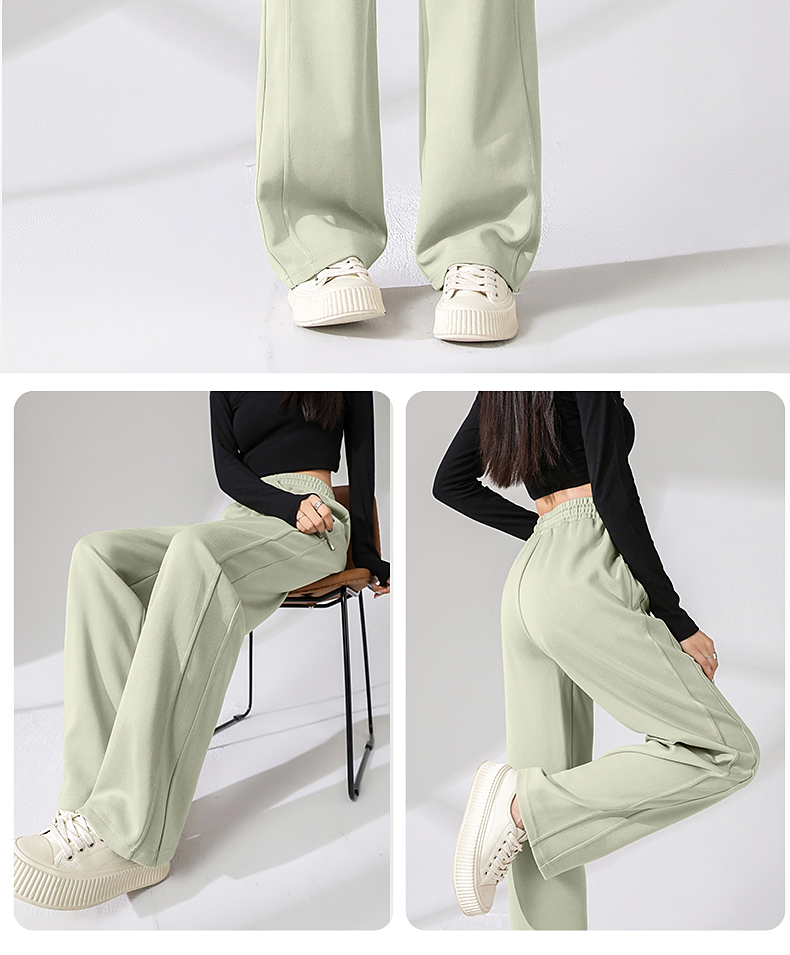 スポーツパンツ 高腰ワイドシルエットロングパンツ