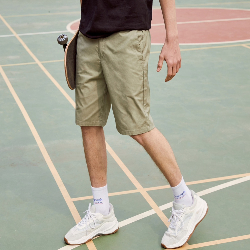 ショートスポーツパンツ 快適素材コットン風ゆったりフィットショート