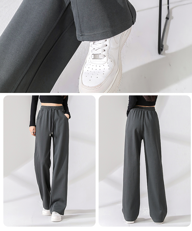 スポーツパンツ 高腰ワイドシルエットロングパンツ