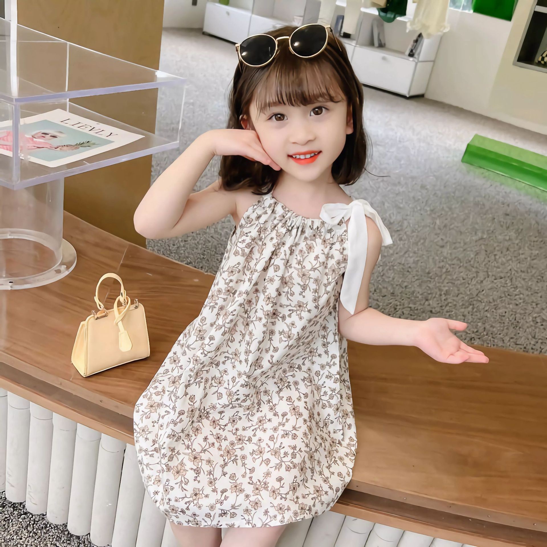 ベビードレス 肩リボンが可愛い 軽やかワンピースドレス 結婚式 90〜110cm
