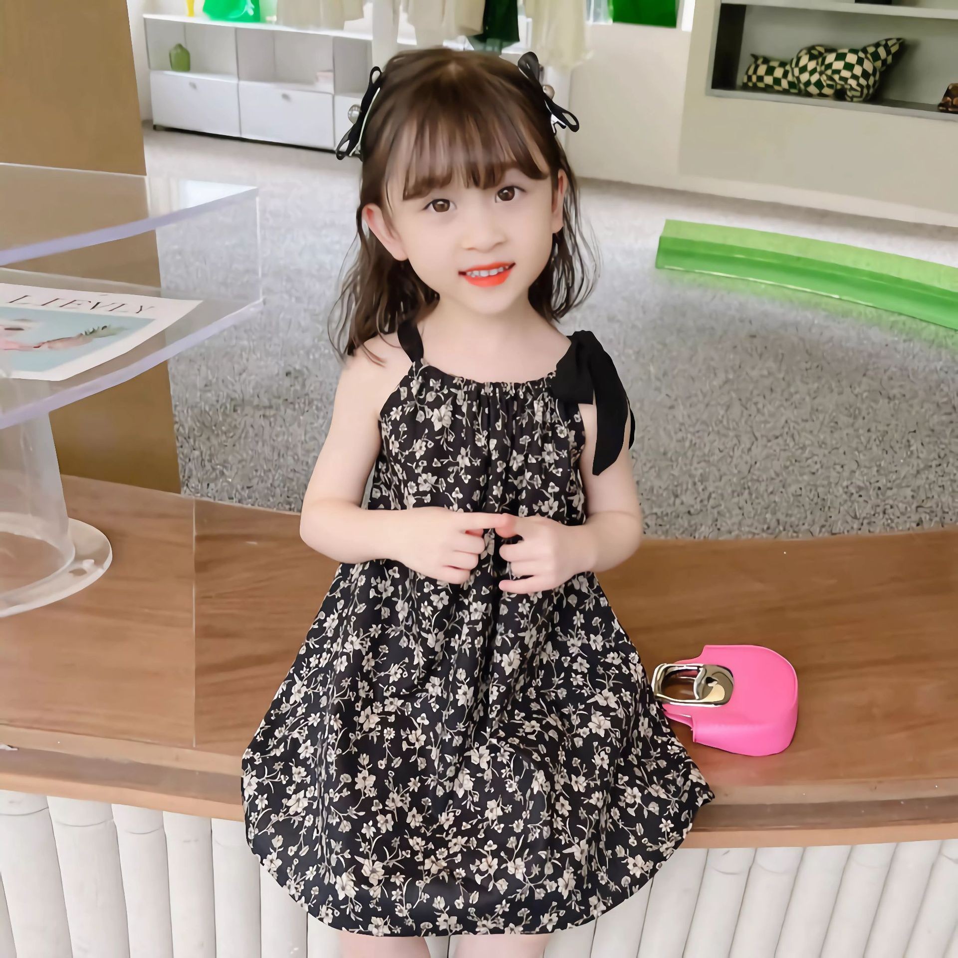 ベビードレス 肩リボンが可愛い 軽やかワンピースドレス 結婚式 90〜110cm