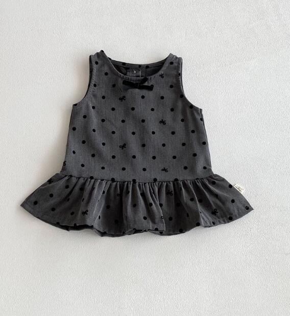 新作ベビードレス ドット柄ワンピース+襟付きインナーセット