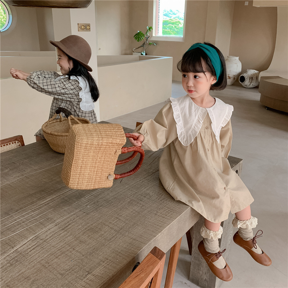 ベビードレス 大きな襟 ゆったりAライン バースデー 女の子ワンピース 韓国風