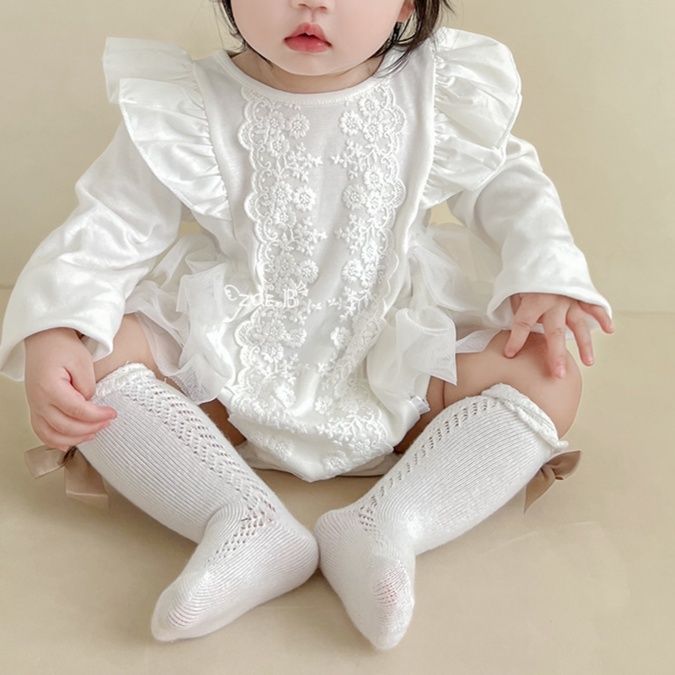 ベビードレス 程よいボリュームフリル 退院用 ベビードレス 退院用 お宮参り 新生児~80cm
