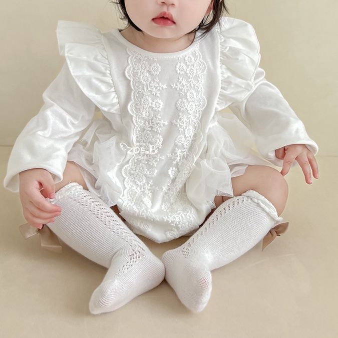 ベビードレス 程よいボリュームフリル 退院用 ベビードレス 退院用 お宮参り 新生児~80cm