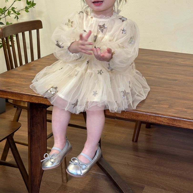 ベビードレス  星 モチーフ バースデー ベビードレス 女の子 バースデー ハーフバースデー 70~110cm